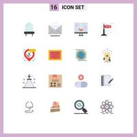 conjunto de 16 sinais de símbolos de ícones de interface do usuário modernos para venda desconto eco ciência frio ventoso pacote editável de elementos de design de vetores criativos