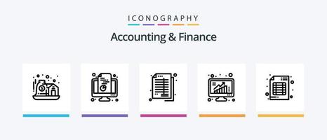 pacote de ícones de linha 5 de contabilidade e finanças, incluindo barra. relatório. ábaco. proteção. trancar. design de ícones criativos vetor