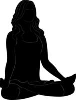 pose de ioga para relaxamento e meditação. silhuetas de uma mulher. ioga. pose de lótus. vetor