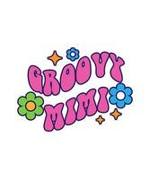 groovy mimi com design de flores para design de camiseta vetor