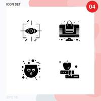grupo de 4 sinais e símbolos de glifos sólidos para compras avançadas de caldeirão gen elementos de design de vetores editáveis assustadores