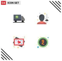 pacote de ícones planos de 4 símbolos universais de comprar elementos de design de vetores editáveis de esgrima de velocidade de quadro