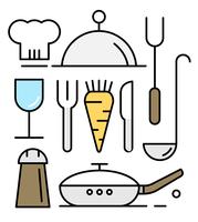 Vetores de utensílios de cozinha em estilo minimalista de design