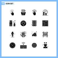 16 ícones criativos, sinais e símbolos modernos de gerenciamento de desempenho, tarefas domésticas com toque múltiplo, elementos de design vetorial editáveis à mão vetor