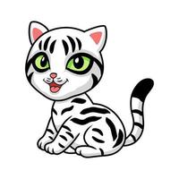 desenho animado de gato de cabelo curto americano fofo sentado vetor