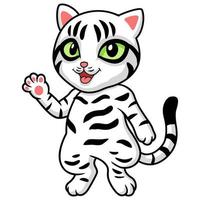 desenho animado de gato de cabelo curto americano fofo acenando com a mão vetor