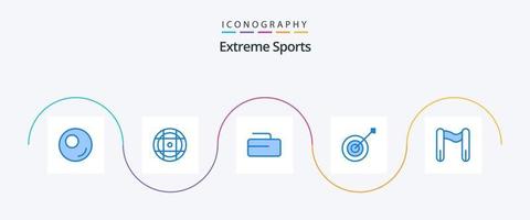 pacote de ícones do esporte azul 5, incluindo . tiro com arco. começar. Finalizar vetor