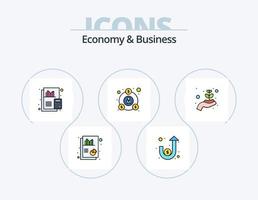 economia e linha de negócios cheia de ícones pack 5 design de ícones. o negócio. segurança. documento. segurança. computador vetor