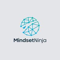 modelo de logotipo ninja de mentalidade. elemento de logotipo de tecnologia de linha vetor