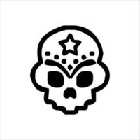 vetor de caveira mexicana com padrão. Esboço de design de tatuagem de caveira de estilo de tatuagem da velha escola. ilustração preto e branco. ilustração de caveira mexicana