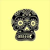 vetor de caveira mexicana com padrão. Esboço de design de tatuagem de caveira de estilo de tatuagem da velha escola. ilustração preto e branco. ilustração de caveira mexicana