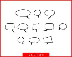 definir o vetor de fala de bolhas de conversa. elementos de design de ícone de bolha vazia em branco. bate-papo no modelo de símbolo de linha. silhueta de adesivos de balão de diálogo de coleção.