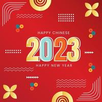 feliz ano novo chinês 2023 capa com design geométrico abstrato moderno e fundo em estilo retrô. banner de cartão de feliz ano novo para tipografia e resoluções de 2023. ilustração vetorial vetor
