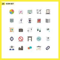 conjunto de 25 símbolos de símbolos de ícones de interface do usuário modernos para piercings, ferramenta de mensagem, tela de tv, elementos de design de vetores editáveis