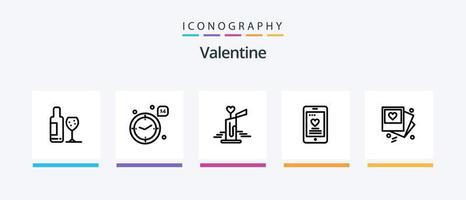 Pacote de ícones da linha 5 dos namorados, incluindo ampulheta. Casamento. filam. coração. amoroso. design de ícones criativos vetor