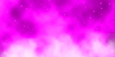 layout de vetor rosa claro com estrelas brilhantes.
