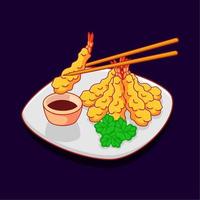 este menu de camarão tempura vetorial é perfeito para qualquer restaurante japonês ou projeto com tema de frutos do mar vetor
