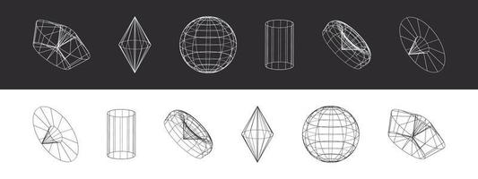 formas geométricas futuristas retrô na moda. elementos de design retrowave. ilustração vetorial vetor
