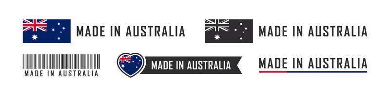 feito no logotipo ou rótulos da austrália. emblemas de produtos da austrália. ilustração vetorial vetor