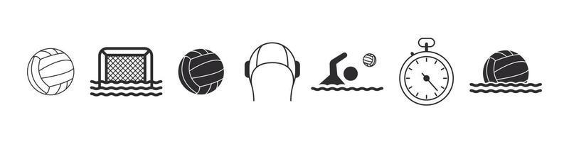 ícones de pólo aquático. ícones esportivos em estilo simples. elementos de pólo aquático para design. ícones vetoriais vetor