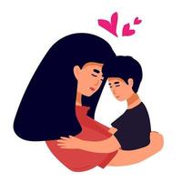ilustração em vetor de mãe segurando filho bebê nos braços. cartão de feliz dia das mães.