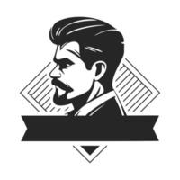 logotipo representando um homem brutal e elegante com barba. pode se tornar um elemento de design simples, mas poderoso, para uma barbearia ou salão. vetor