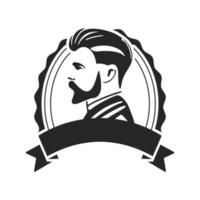 logotipo representando um homem elegante e brutal. o logotipo pode retratar um design estilizado para uma barbearia ou salão. vetor