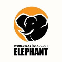 fundo de modelo de carta dia mundial do elefante 12 de agosto vetor