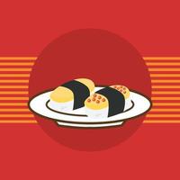 sushi japonês servido em uma ilustração vetorial de prato vetor