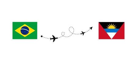 voo e viagem do brasil para antígua e barbuda pelo conceito de viagem de avião de passageiros vetor