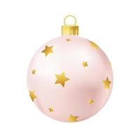 bola de árvore de natal bege com estrela dourada vetor