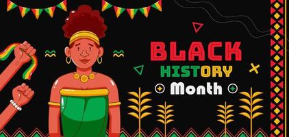 mês da história negra, ilustração de mulher com ornamento tradicional vetor