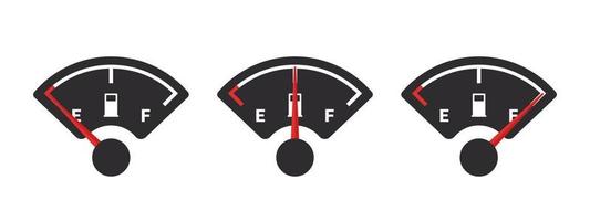 escala de medidor de combustível e medidor de combustível. indicador de gasolina. conceito de indicador de combustível. ilustração vetorial vetor