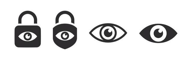 olho de segurança. pictograma de visão. ícones de olho de varredura de retina. ilustração vetorial vetor