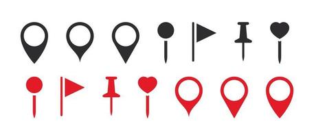 ícones de pinos de localização. ícones de ponteiros de localização. ícones de marca de localização. ilustração vetorial vetor