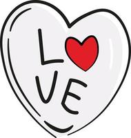 forma de coração com tipografia de amor no meio. desenho de linha estilo doodle mínimo. vetor