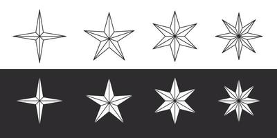 ícones de estrelas. símbolos modernos de estrelas diferentes. signos estelares de classificação. ícones vetoriais vetor