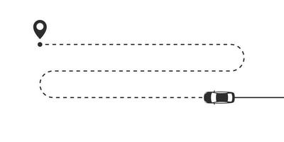 rota do carro. planejamento de rotas. viajando de carro. rastreamento à distância. ilustração vetorial vetor