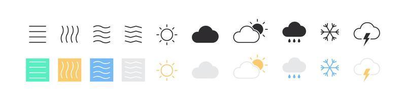 ícones do tempo. ícones dos quatro elementos da natureza e sinais de previsão do tempo. ilustração vetorial vetor