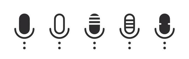 ícones de microfone. coleção de microfone diferente. sinais de microfone de podcast. ícones vetoriais vetor
