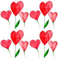 padrão perfeito com flores vermelhas de amor em aquarela pintadas à mão vetor