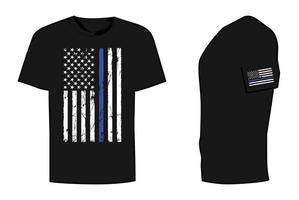 design de camiseta de linha azul de bandeira americana vetor