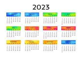 calendário para 2023 isolado em um fundo branco vetor