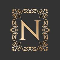 logotipo de carta de luxo com moldura de ornamento barroco vintage vetor