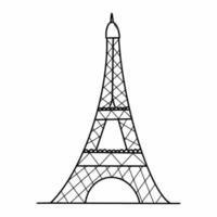 Torre Eiffel. marco da frança. ilustração em vetor doodle.