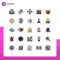 25 interface do usuário linha cheia pacote de cores planas de sinais e símbolos modernos do pacote chave gráfica digital cruzada elementos de design de vetores editáveis