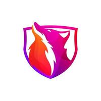 logotipo de gradação de escudo de raposa vetor