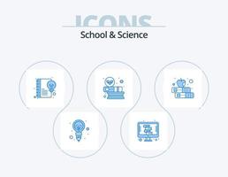 escola e ícone azul da ciência pack 5 design de ícone. ler. conhecimento. contente. Educação. livros vetor