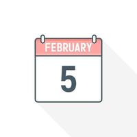 ícone do calendário de 5 de fevereiro. 5 de fevereiro data do calendário mês ícone ilustrador vetorial vetor