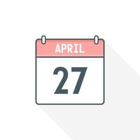 ícone do calendário de 27 de abril. 27 de abril calendário data mês ícone ilustrador vetorial vetor